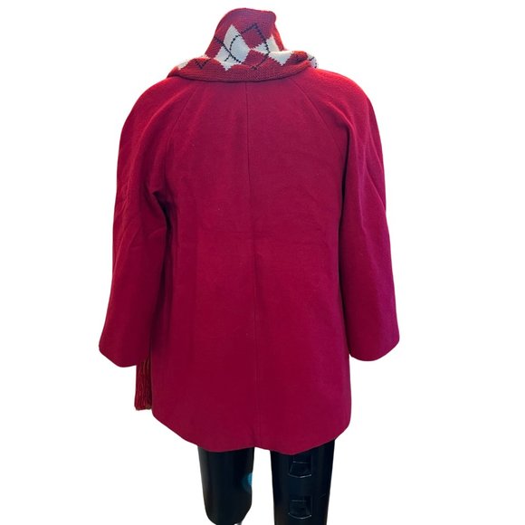 Casual Red Peacoat Size 10, MADE IN UKRAINE, 100% WOOL - Picture 4 of 10